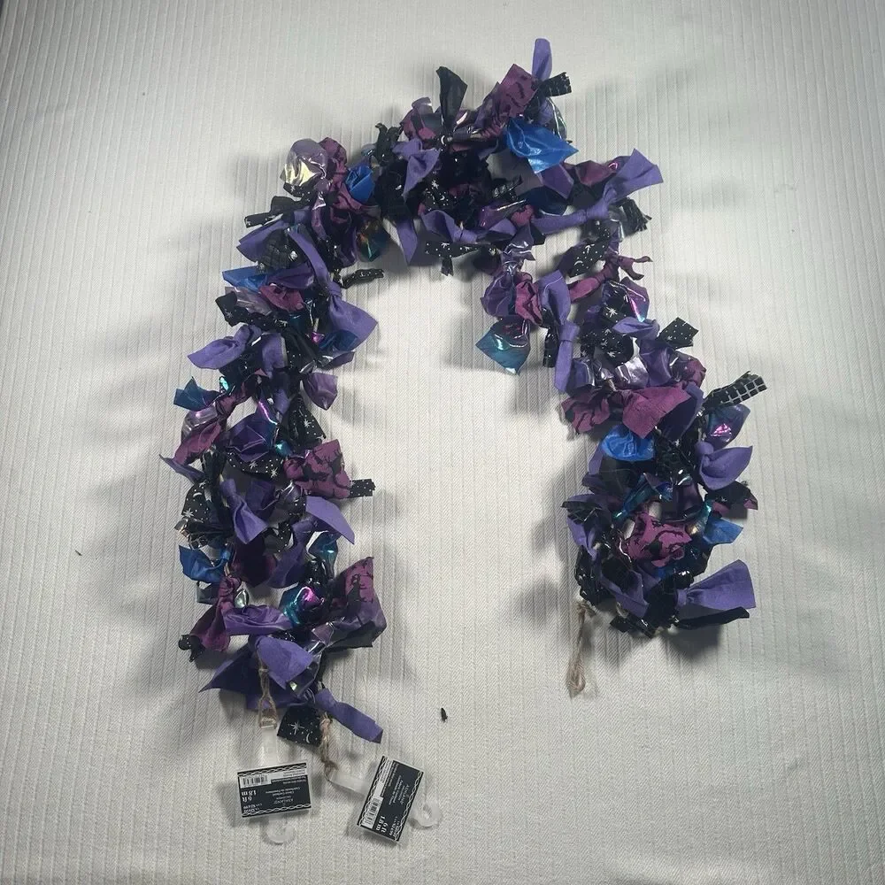 Fabric Garland Purple Blue Star Moon Halloween Decor